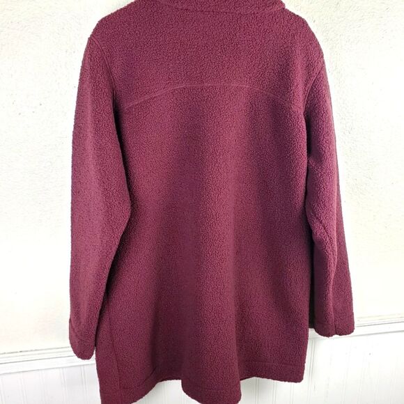 Women's Columbia NWT Purple Maroon Fleece Long Midi Button Up Jacket SZ 2XL - Picture 3 of 11